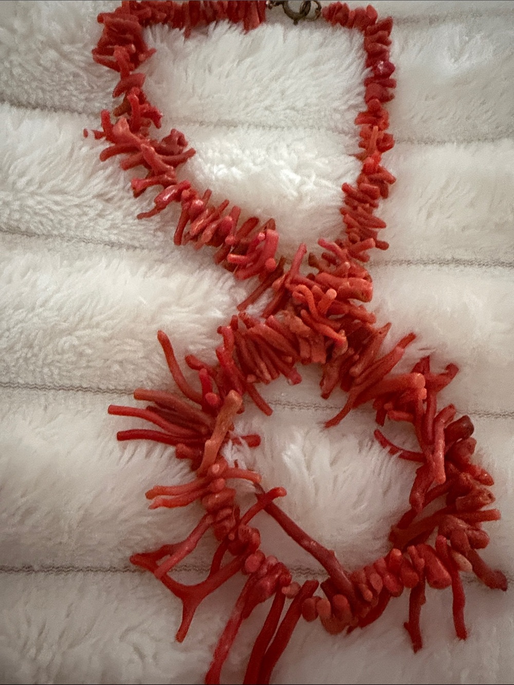 Vibrant genuine antique Red Coral-Style Branch Necklace for Women